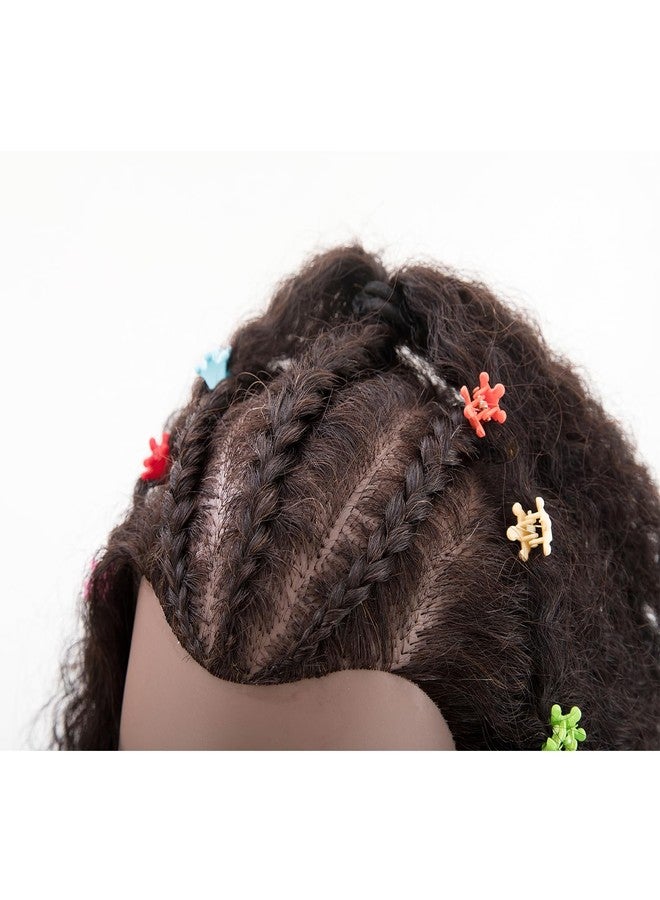 Stancia Black Mannequin Head 100% Human Hair, African American Hair Texture Styling Head, Hair Mannequin for Practice Cornrowing Braiding and Twisting (with Table Clamp) - Image 2